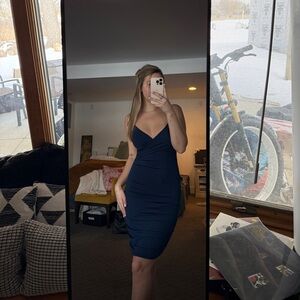 SHEIN Deep Blue Backless Dress